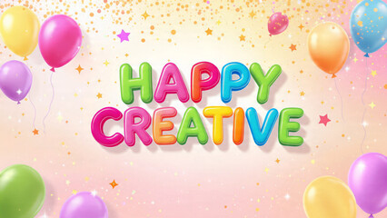 Colorful happy creative balloons and confetti celebration background