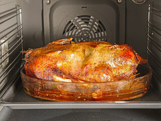 Traditional Polish goose roasted in the roaster oven