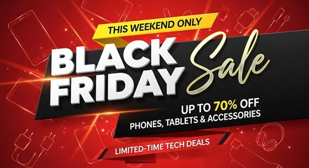 Unmissable Black Friday tech sale with massive discounts up to 70% off phones, tablets, and accessories happening this weekend only for limited time