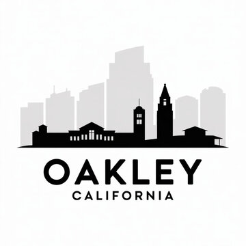 &lrm;Oakley Skyline Silhouette &mdash; A Delta City in Northern California Vector Illustration