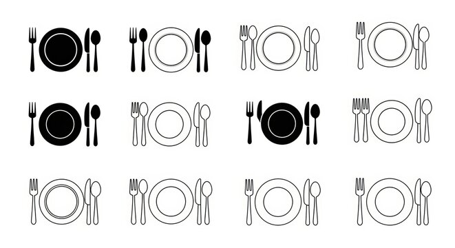 Dining Utensils  Fork, Knife, Spoon, and Plate Table Setting Collection