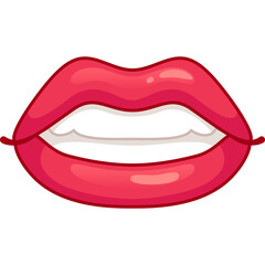 Obraz premium Pixel Art Open Mouth with Pink Lips and White Teeth Close Up on Transparent Background