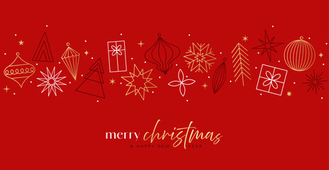Christmas decorations pattern, red greeting card background