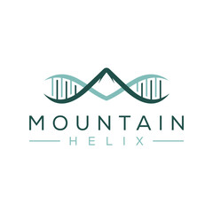 mountain hill peak and DNA helix logo design inspiration