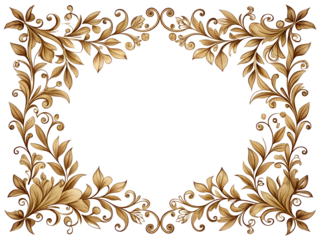 Vintage floral corner frame design isolated on transparent background