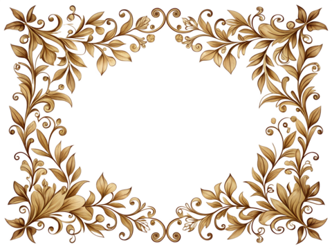 Vintage floral corner frame design isolated on transparent background