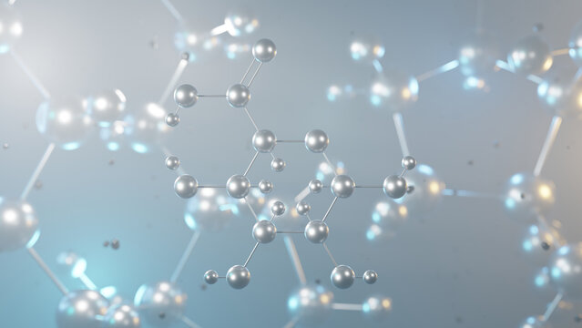 d-galacturonic acid molecular structure, 3d model molecule, sugar acid structural chemical formula view from a microscope