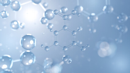 gallic acid molecular structure 3d, phenolic acid structural chemical formula view from a microscope