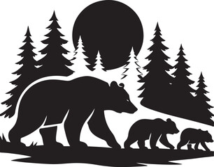 Bear Family Silhouette
