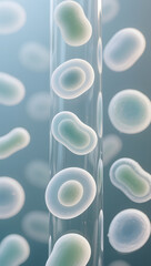 Microscopic bacteria cells, 3D medical science background