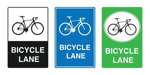 Bike Lane Road Signs Collection Cycling Path Icon Pack