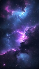 Vibrant cosmic nebula with swirling colors and distant stars in deep space