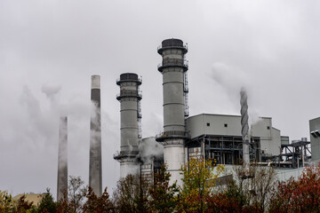 power plants in fog 