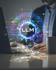 The AI Revolution: A Professional Interacting with a Large Language Model and its Neural Network © Fabio Principe