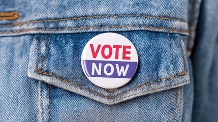 Vote Now Pin On Denim Jacket Pocket
