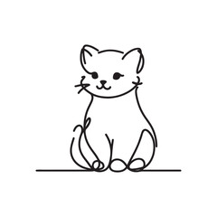 Adorable cat outline illustration for playful designs, perfect for pet lovers, minimalist art projects, and children's books with a modern feel