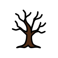 Bare spooky tree illustration symbolizing eerie Halloween atmosphere with twisted branches and dark mysterious energy