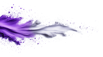 Purple and White Brush Strokes on Transparent Background
