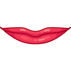 Pixel Art Red Lips With Glossy Finish Smiling Slightly Against A Transparent Background