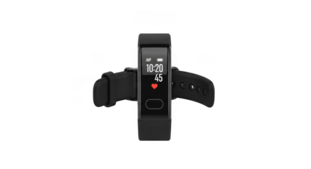 Black fitness tracker isolated on transparent background