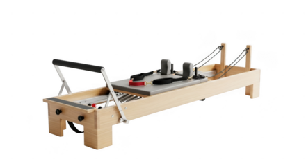 Pilates reformer machine isolated on transparent background