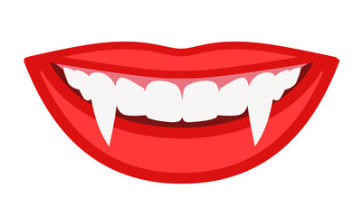 Vampire smile. Vampire fangs. Vector flat illustration isolated on white background