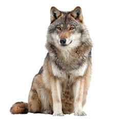 Fototapeta premium Wolf sitting on a transparent background