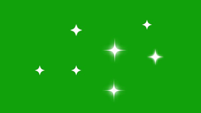 Bright shiny twinkling stars in the night sky. sparkling stars animation, Star twinkling for festive holiday event  Glow twinkle movement timeline, energy explosion green screen video. 4k animation