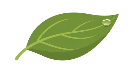 Vibrant Green Leaf with a Pristine Water Droplet.