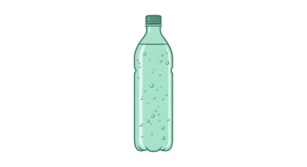 Refreshing Clear Water Bottle with Bubbles on a Clean White Background.
