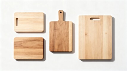 Set of Four Wooden Cutting Boards on White
