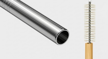 Reusable Metal Straw and Cleaning Brush for Sustainable Living.