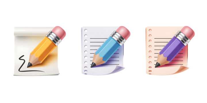 Writing Pencil Icons on Lined Paper Sheets - Powered by Adobe