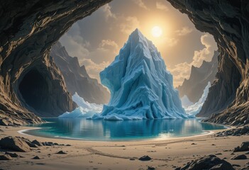 ice and water, light and shadow, all under the watchful gaze of the celestial orb