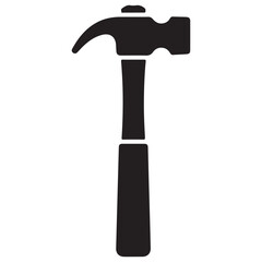 Black Hammer Silhouette Icon on Simple White Background