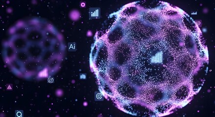 Neon Blue Data Flow Grid