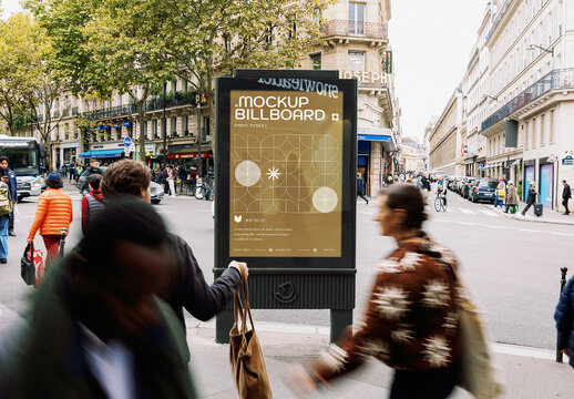 Street Billboard Urban Mockup