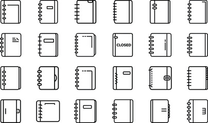 Education and School Icon Set – Learning Tools, Stationery, Classroom Equipment, Online Study, Teacher and Student Supplies, University and College Outline Symbols for Education, Learning, and Academi