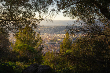 Nice view of the city between trees