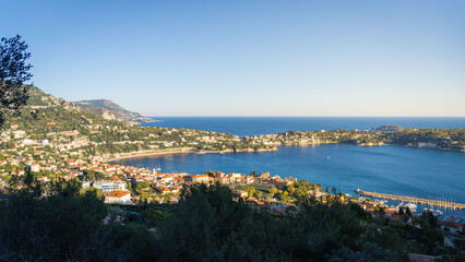 panaromic view of villefranche sur mer with sea during sunset