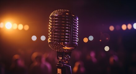 Micrófono retro en el escenario
