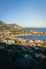 panaromic view of villefranche sur mer with sea during sunse