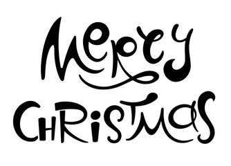 Merry Christmas vector text Calligraphic Lettering design card template. Creative typography for Holiday Greeting Gift Poster. Calligraphy Font style Banner.	
