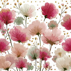 Soft Pastel Ditsy Floral Pattern with Elegant Blooms