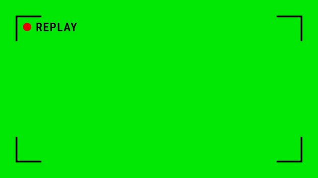 Video camera replay screen animation on a green screen background,Ideal for video editing, cinematic overlays, 4k video.