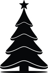Vector simple classic christmas tree with star silhouette illustration