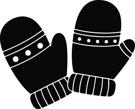 black mittens with white details clip art preview