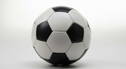 Naklejka premium Black and white soccer ball centered on a white gradient background