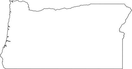 Simple vector outline map of Oregon state boundary, presented as a blank template political silhouette of the Pacific Northwest US state.