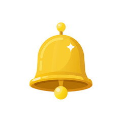 Golden bell illustration with clapper and sparkle icon vector